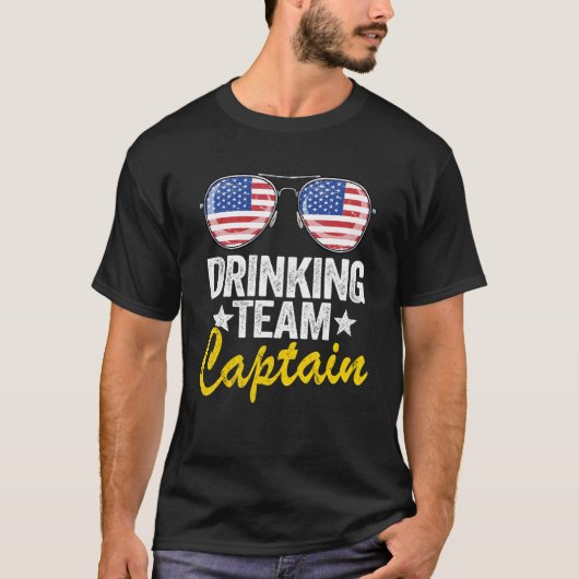 T-shirt Équipe De Boissons Américaine Capitaine Drapeau Am (Devant)