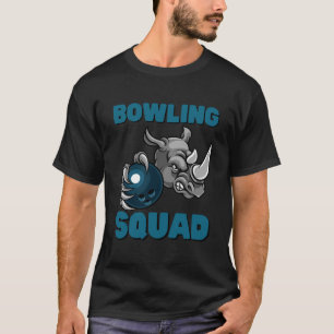 T-shirt équipe de bowling de rhinocéros tenant une balle d
