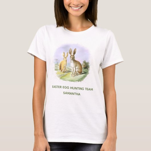 T-shirt Équipe de chasse aux oeufs de Pâques personnalisée (Devant)