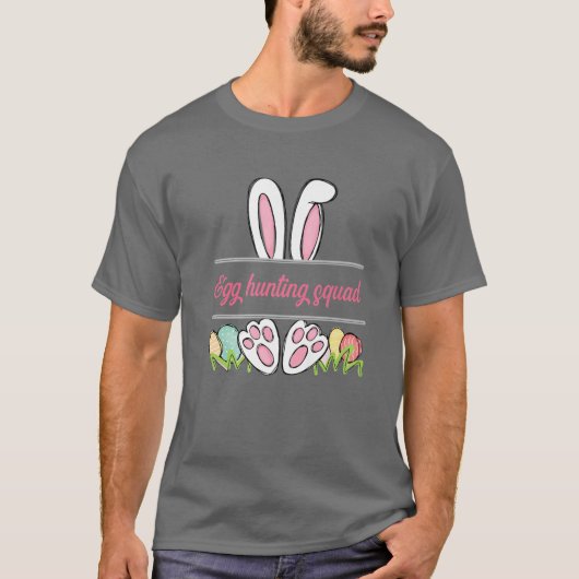 T-shirt Équipe de chasse aux oeufs Famille de lapin de Pâq (Devant)