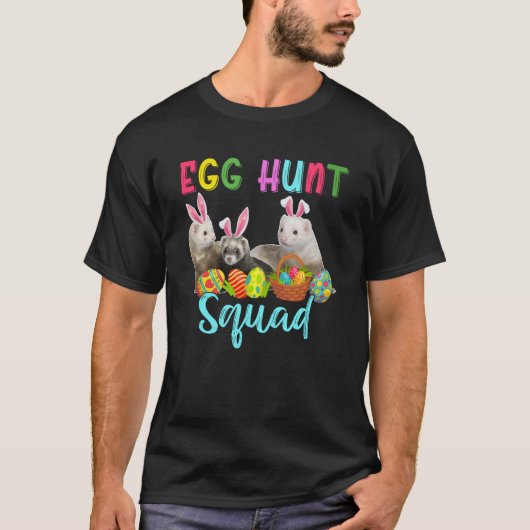 T-shirt Équipe de chasse aux oeufs Trois furets de lapin d (Devant)