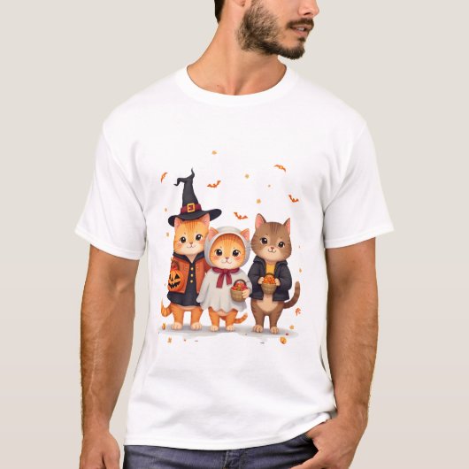 T-shirt Équipe de chat Trick-or-Treat (Devant)