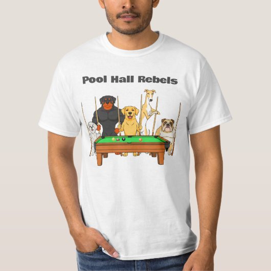 T-shirt Équipe de chiens de billard drôles, rebelles de sa (Devant)