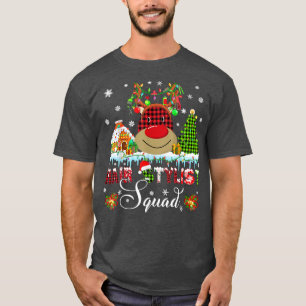 T-shirt Équipe de coiffeur Lumières de Noël Rouge à carrea