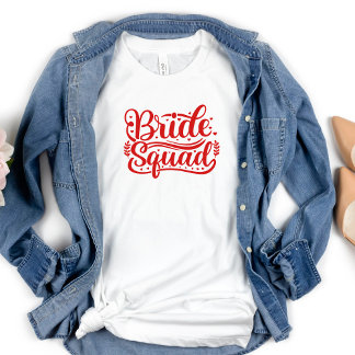 T-shirt Équipe de demoiselle d'honneur en lettres rouges