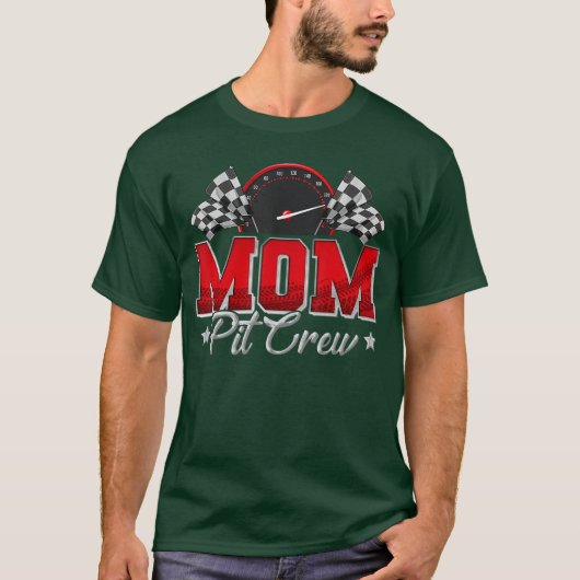 T-shirt Équipe de fosse Course Maman de course Fête d'anni (Devant)