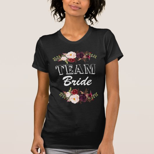 T-Shirt Équipe de la Mariée Fleurs de Marsala (Devant)