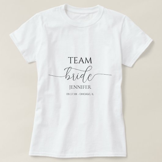 T-shirt Équipe de la mariée pour une Baby Shower Simple et (Design devant)