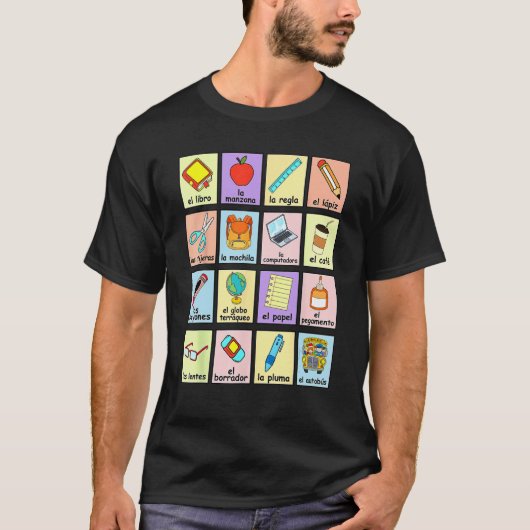 T-shirt Équipe de langue double Enseignant bilingue espagn (Devant)