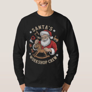 T-shirt Équipe de l'atelier du Père Noël rétro pour les fê