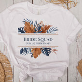 T-shirt Équipe de mariée Monstera bleu minuit rustique