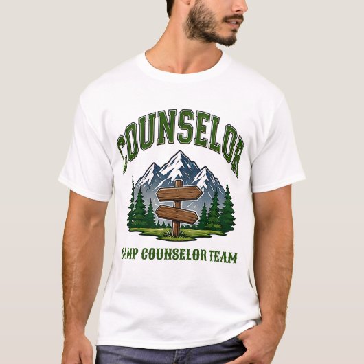 T-shirt 🌲 Équipe de moniteurs de camp Typographie 👕 (Devant)