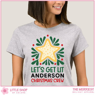 T-shirt Équipe de Noël de famille personnalisable Allumons