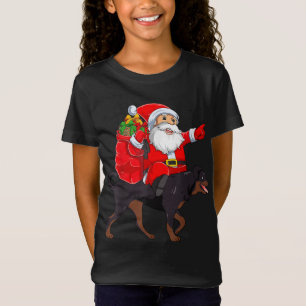 T-Shirt Équipe de Noël Drôle Père Noël équitation Rottweil