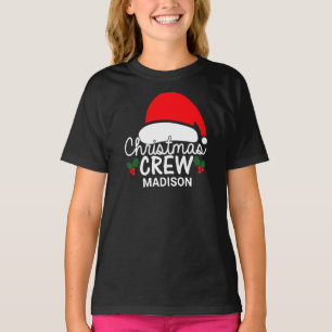 T-shirt Équipe de Noël personnalisée Famille Kid Santa Hat