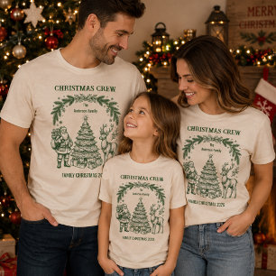 T-shirt Équipe de Noël Renne Santa Vintage