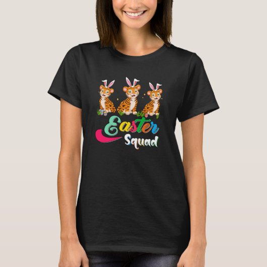 T-shirt Équipe de Pâques Trois lapins mignons Tigres Choco (Devant)