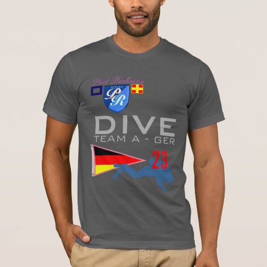 T-shirt Équipe de piqué un drapeau de plongée numéro 23 de (Devant)