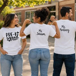 T-shirt Équipe de pré-maternelle avec le nom de l'enseigna