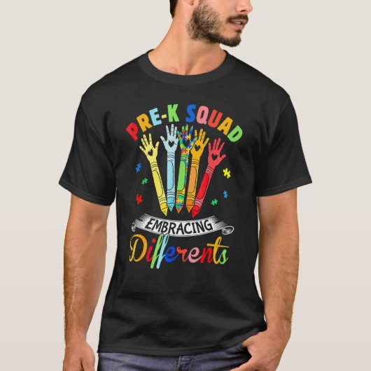 T-shirt Équipe de prématernelle adoptant les différences A (Devant)