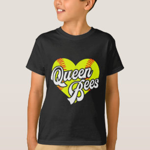T-shirt Équipe de softball Heart Queen Bees Ligue de T-bal