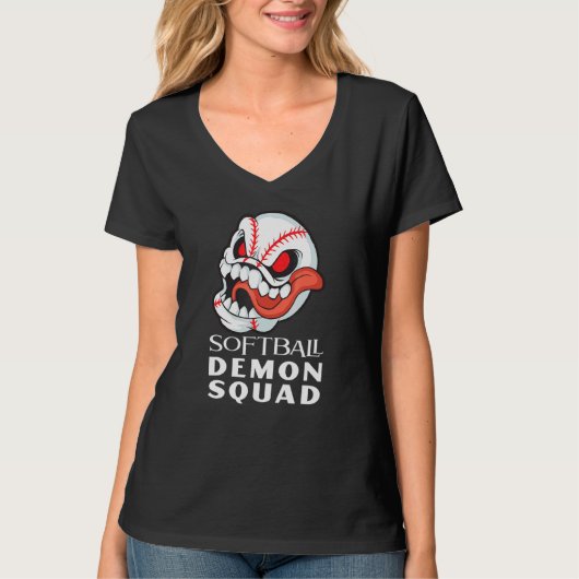 T-shirt Équipe de softball Softball Demon Squad (Devant)