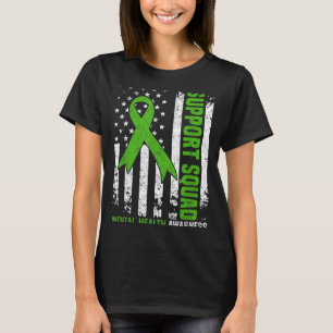 T-shirt Équipe de soutien Drapeau Ruban Vert Santé Mentale