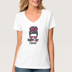 T-shirt Équipe de soutien Nœud sale Guerrière rose Cancer 