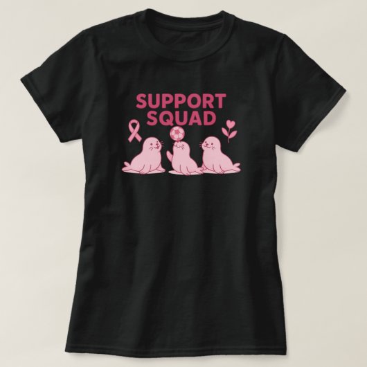 T-shirt Équipe de soutien - Sceau de ruban rose (Design devant)