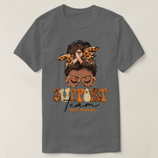 T-shirt Équipe de support Messy Bun Butterfly ADHD Sensibi (Design devant)