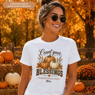 T-shirt Équipe de Thanksgiving Comptez Vos Bénédictions Fe