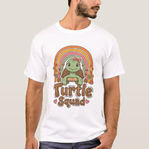 T-shirt Équipe de tortue mignonne dessin vectoriel floral