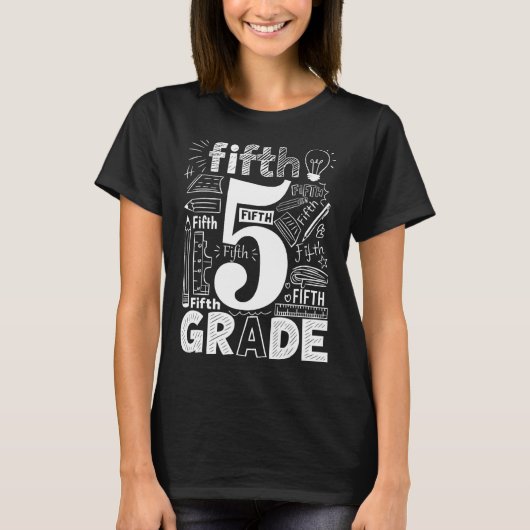 T-shirt Équipe de typographie 5e année Professeur de cinqu (Devant)