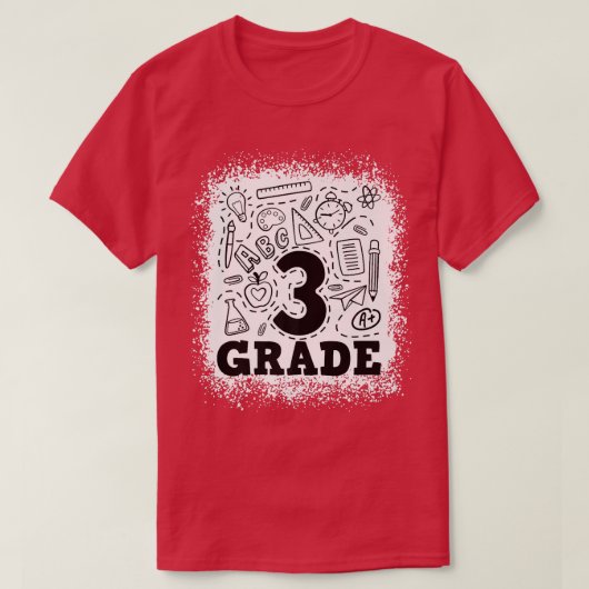T-shirt Équipe de typographie de 3e année blanchie (Design devant)
