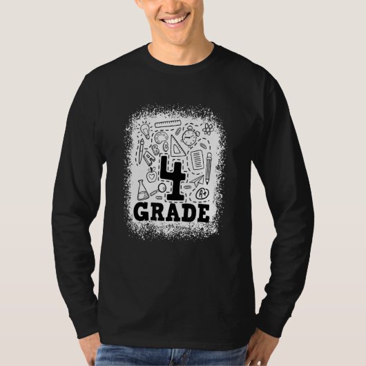T-shirt Équipe de typographie de 4e année blanchie Dos 4e (Devant)