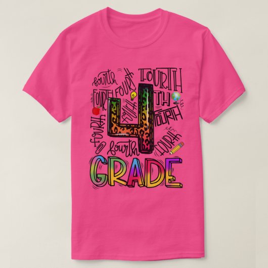 T-shirt Équipe de typographie de 4e année Tea de 4e année (Design devant)