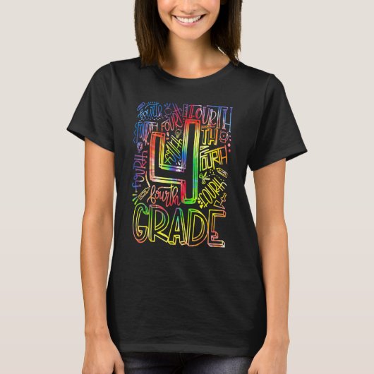 T-shirt Équipe de typographie de 4e année Teache de 4e ann (Devant)