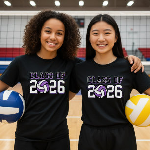 T-shirt Équipe De Volleyball Classe De Graduation De Purpl