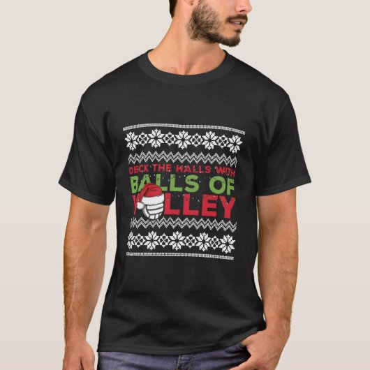 T-shirt Équipe de volleyball laide doux lumières de Noël S (Devant)