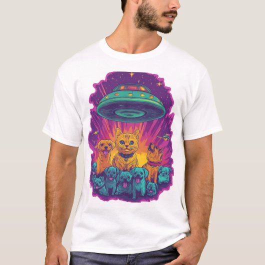 T-shirt Équipe d'enlèvement de chats Sci-Fi drôle de chat (Devant)