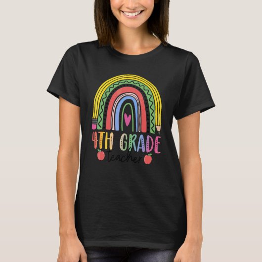 T-shirt Équipe d'enseignants arc-en-ciel de 4e année Équip (Devant)