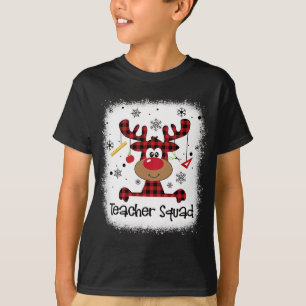 T-shirt Équipe d'enseignants blanchis Renne Rouge Carreaux