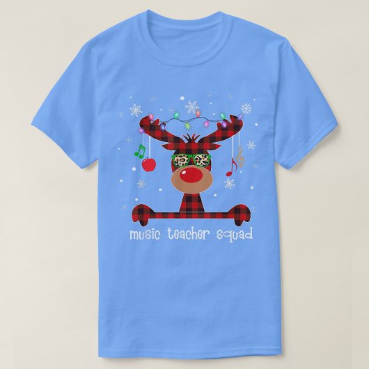 T-shirt Équipe D'Enseignants De Musique Plaid Reindeer Che (Design devant)