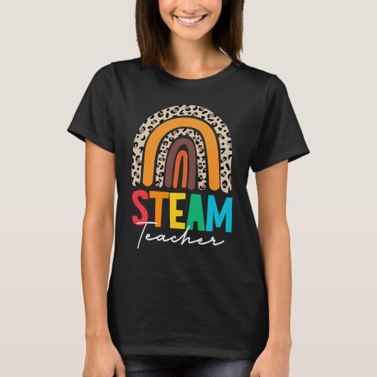 T-shirt Équipe d'enseignants de STEAM Leopard Retour à l'é (Devant)
