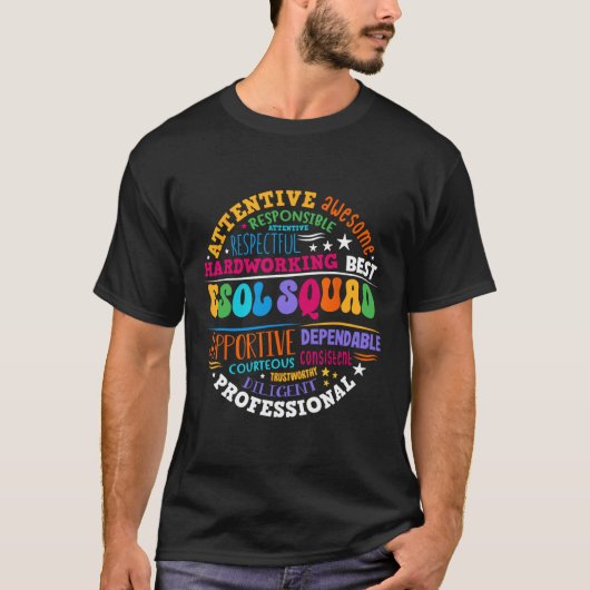 T-shirt Équipe d'enseignants et d'élèves Esol Squad de ret (Devant)