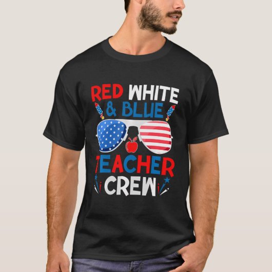 T-shirt Équipe D'Enseignants Rouge Blanc Et Bleu 4 juillet (Devant)
