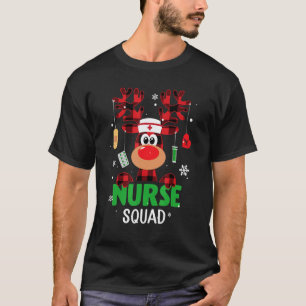 T-shirt Équipe d'infirmières Buffalo à carreaux Renne Noël