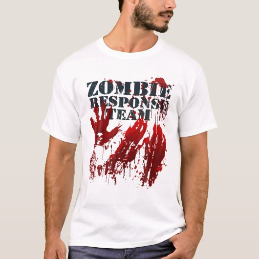 T-shirt Équipe d'intervention zombie Splatz mains sanglant (Devant)