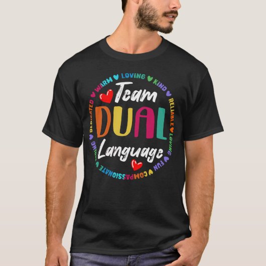 T-shirt Équipe double langue fière équipe multilingue (Devant)
