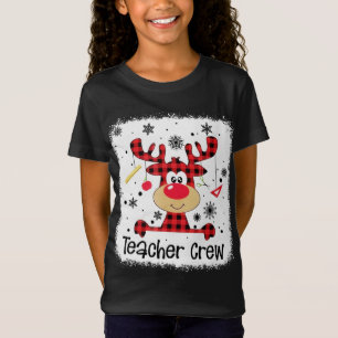 T-Shirt Équipe Enseignante Cute Red Plaid Reindeer Lover N
